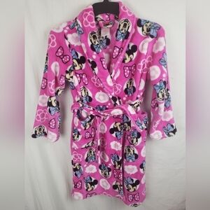 Disney Girl's Minnie Mouse Long Sleeve Robe with Pockets Sz L/10